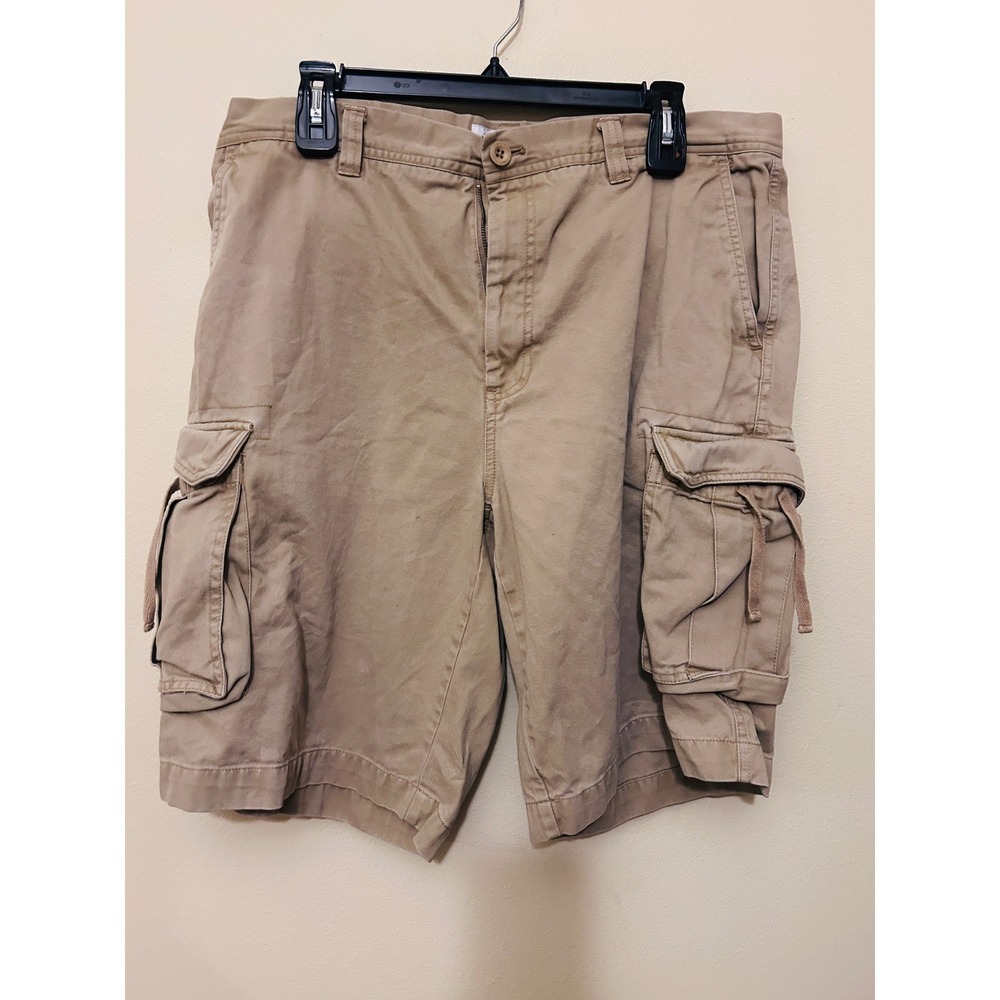 Calvin Klein Cargo Shorts Mens 36 Khaki Excellent Cotton Twill Relaxed Fit